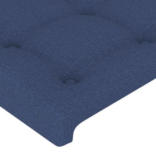 Sengegavl med kanter 83x23x118/128 cm stof blå