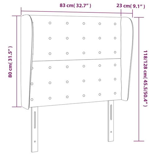 Sengegavl med kanter 83x23x118/128 cm stof blå