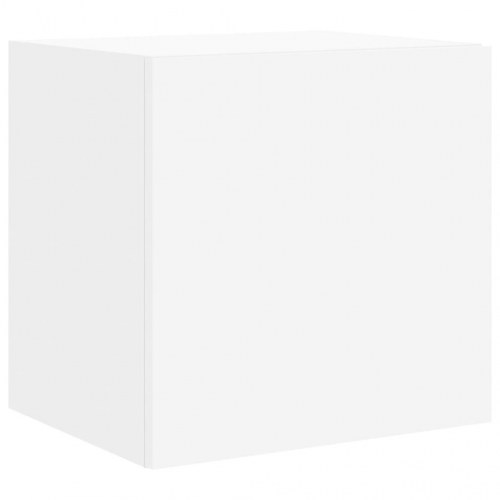 Væghængt tv-bord med LED-lys - hvid, 40,5 x 35 x 40 cm
