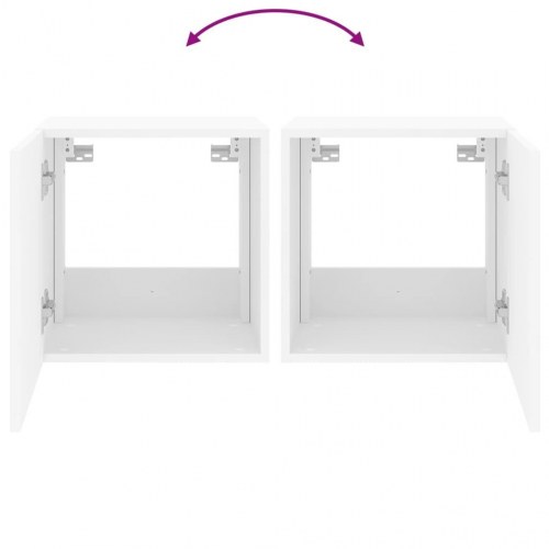 Væghængt tv-bord med LED-lys - hvid, 40,5 x 35 x 40 cm