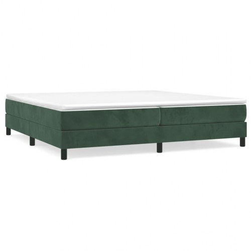 Boxspring sengeramme i fløjl - mørkegrøn 200 x 200 cm