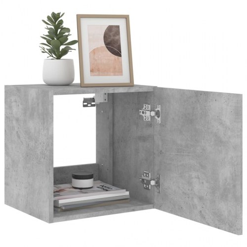 Væghængt tv-bord med LED-lys 40,5x35x40 cm betongrå