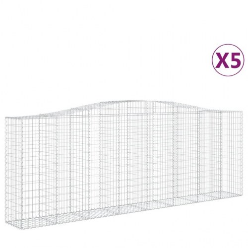 Buede gabionkurve - 5 stk., 400 × 50 × 140/160 cm, galvaniseret jern