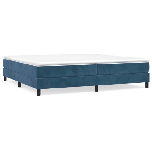 Boxspring sengeramme i fløjl - mørkeblå 200 x 200 cm
