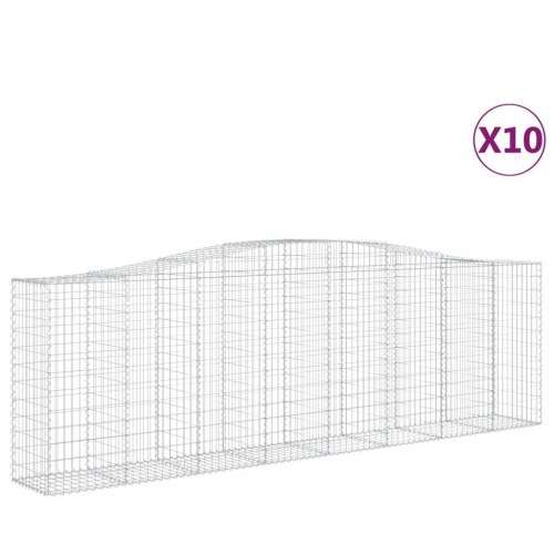 Buede gabionkurve - 10 stk. 400×50×120/140 cm i galvaniseret jern