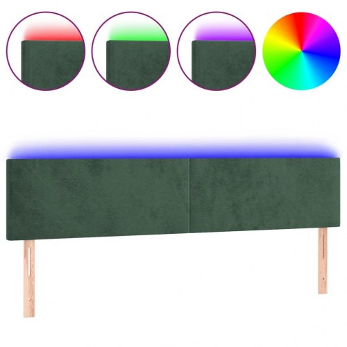 Sengegavl med LED-lys i fløjl 160 x 5 x 78/88 cm - mørkegrøn