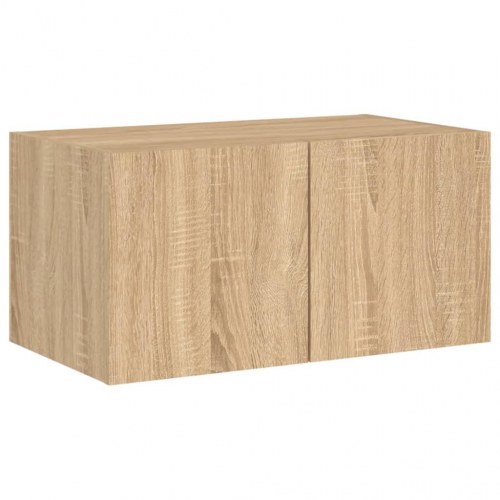 Væghængt tv-bord med LED-lys 60x35x31 cm sonoma-eg