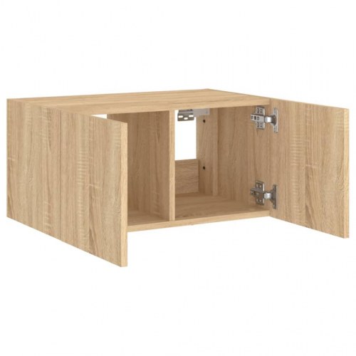 Væghængt tv-bord med LED-lys 60x35x31 cm sonoma-eg