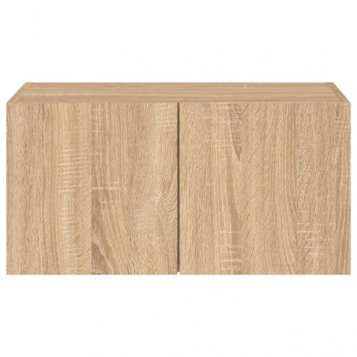 Væghængt tv-bord med LED-lys 60x35x31 cm sonoma-eg