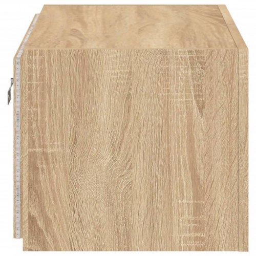 Væghængt tv-bord med LED-lys 60x35x31 cm sonoma-eg