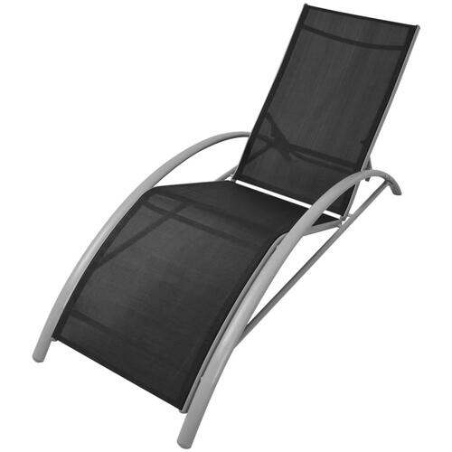 Liggestole med bord aluminium sort