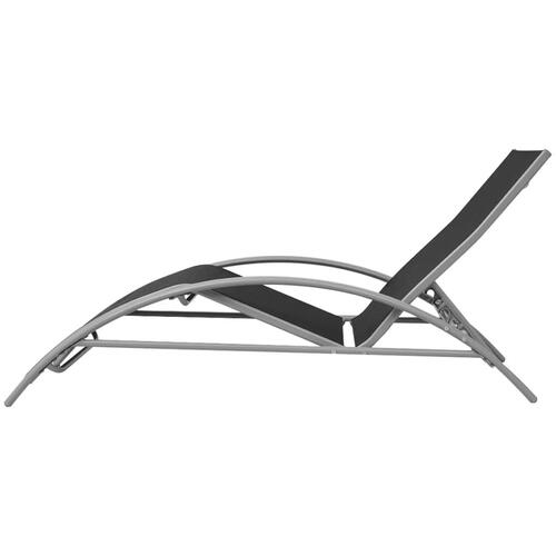 Liggestole med bord aluminium sort