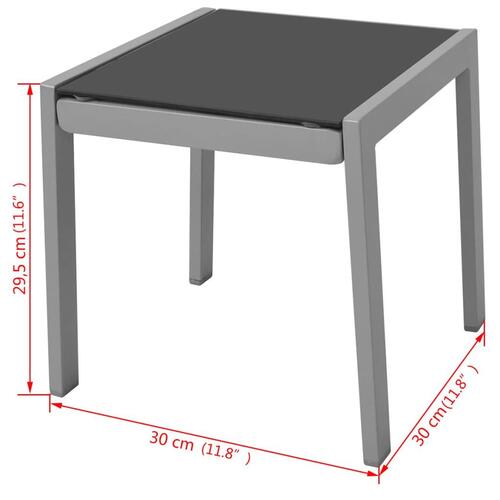 Liggestole med bord aluminium sort