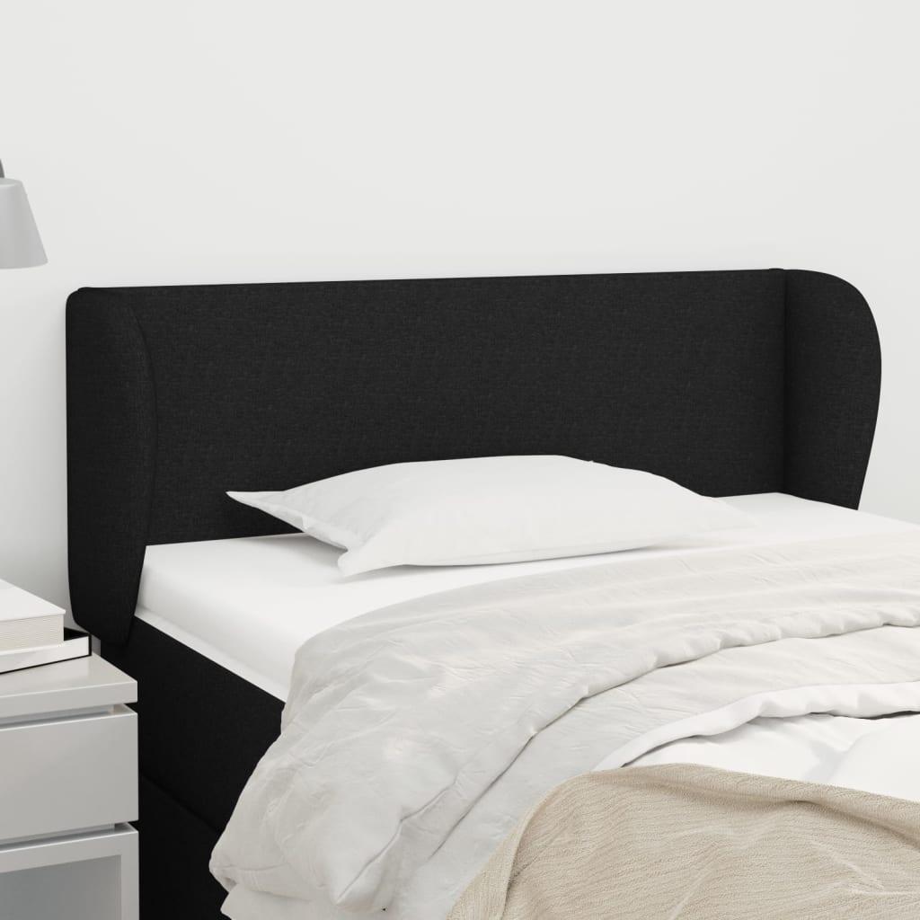 Sengegavl Med Kanter Stof - Sort / 103 x 23 x 78/88 cm