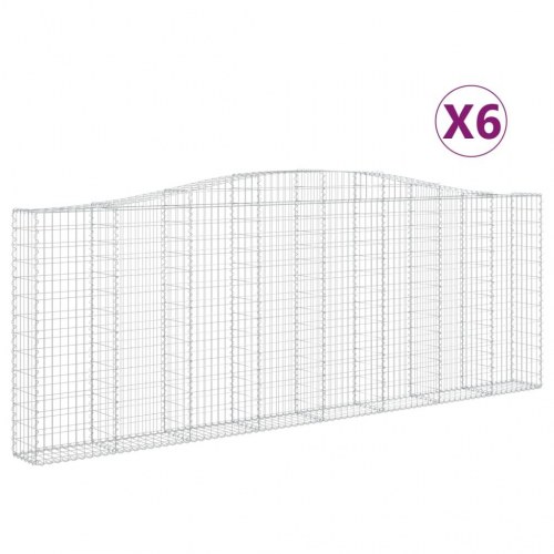 Buede gabionkurve - 6 stk. haveafskærmning 400×30×140/160 cm i galvaniseret jern