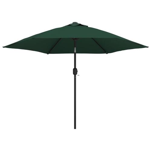 Hængeparasol m. LED-lys 3 m grøn