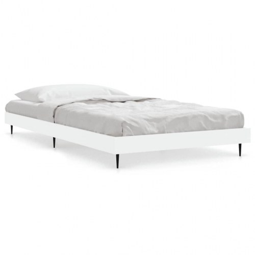 Sengeramme 90x190 cm i hvid - konstrueret træ med metalben