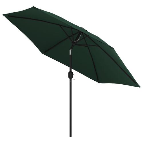 Hængeparasol m. LED-lys 3 m grøn