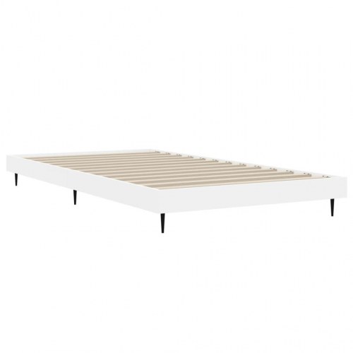 Sengeramme 90x190 cm i hvid - konstrueret træ med metalben