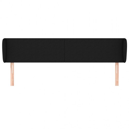 Sengegavl med kanter i stof 183 x 23 x 78/88 cm - sort