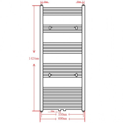 Håndklæderadiator 600x1424 mm centralvarme buet grå