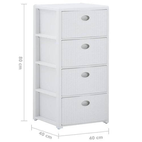 Kommode 40x40x80 cm 4 skuffer hvid