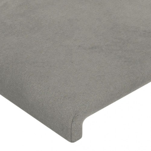 Sengegavl med LED-lys i fløjl 200 x 5 x 78/88 cm - lysegrå
