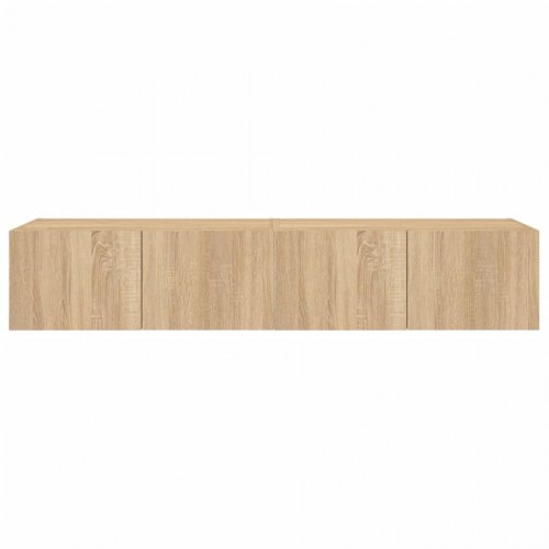 Væghængte tv-borde 2 stk. med LED-lys 80x35x31 cm sonoma-eg