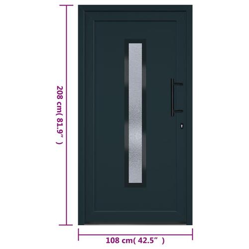 Hoveddør 108x208 cm PVC antracitgrå