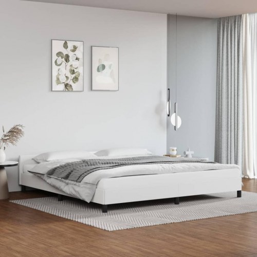 Sengeramme med hovedgærde uden madras Hvid 200x200 cm