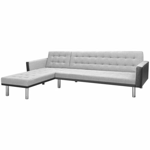 Hjørnesovesofa 218x155x69 cm stof sort og grå