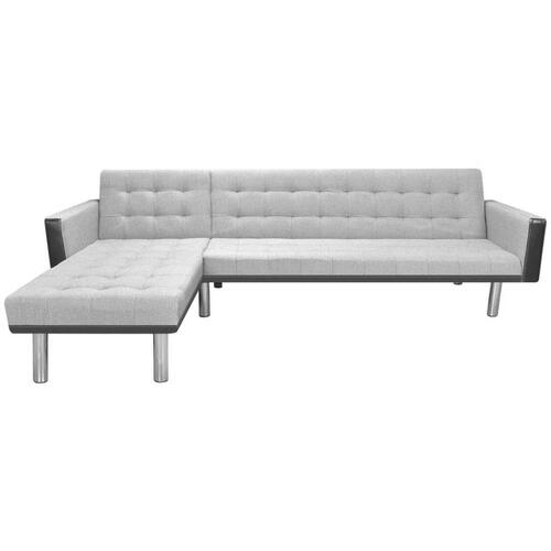 Hjørnesovesofa 218x155x69 cm stof sort og grå