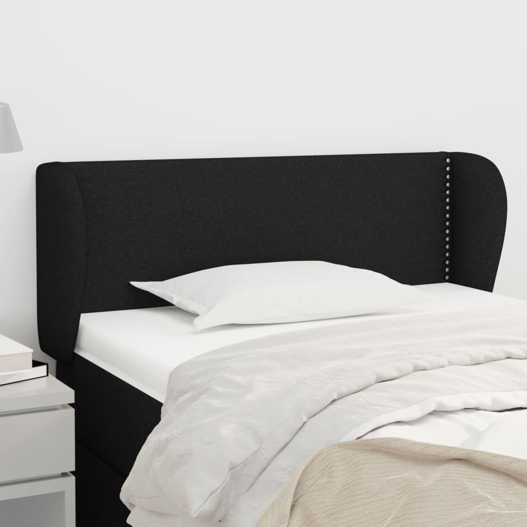 Sengegavl Med Kanter Stof Sort - 103 x 23 x 78/88 cm