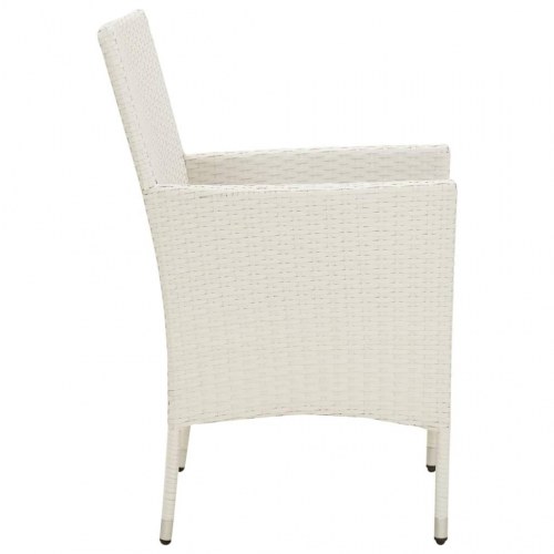 Havestole med hynder 4 stk. polyrattan hvid