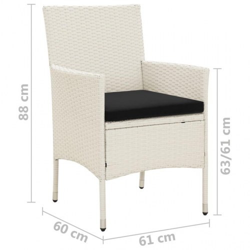 Havestole med hynder 4 stk. polyrattan hvid