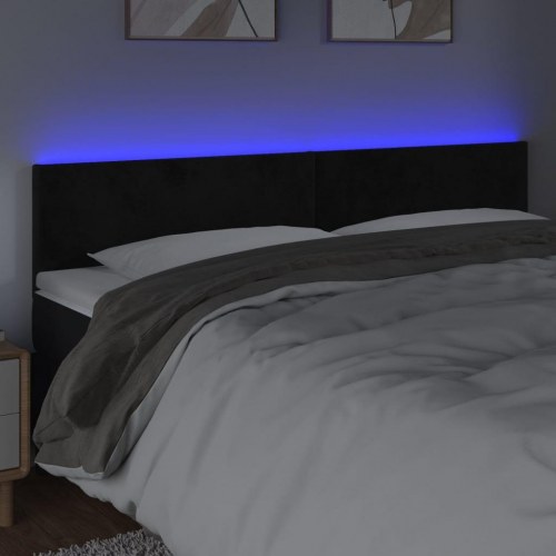 Sengegavl med LED-lys 200 x 5 x 78/88 cm - sort