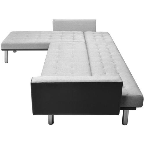 Hjørnesovesofa 218x155x69 cm stof sort og grå