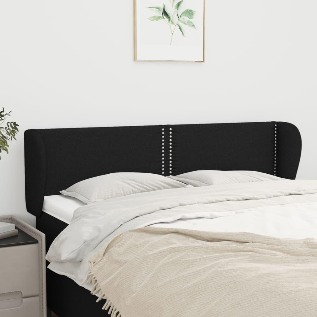 Sengegavl Med Kanter Stof Sort - 147 x 23 x 78/88 cm