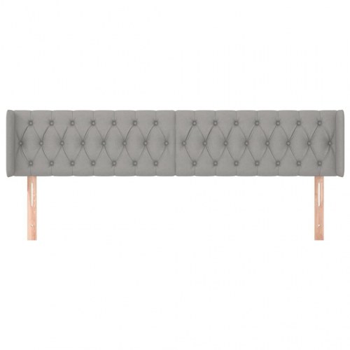 Sengegavl med kanter 203 x 16 x 78/88 cm - lysegrå