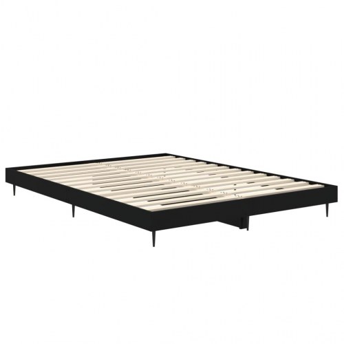 Sengestel 140x190 cm i sort konstrueret træ med metalben
