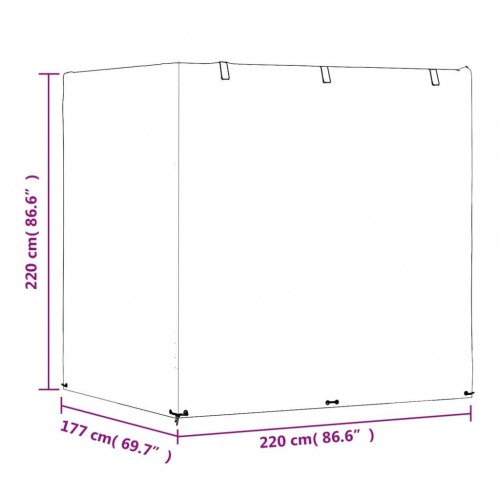 Overtræk til gyngebænk - 220 × 177 × 220 cm, sort PE, 12 øjer