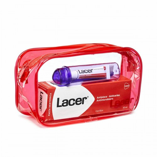 Rejsesæt til tandpleje Lacer - tandpasta, mundskyl, tandbørste og taske (4 dele)