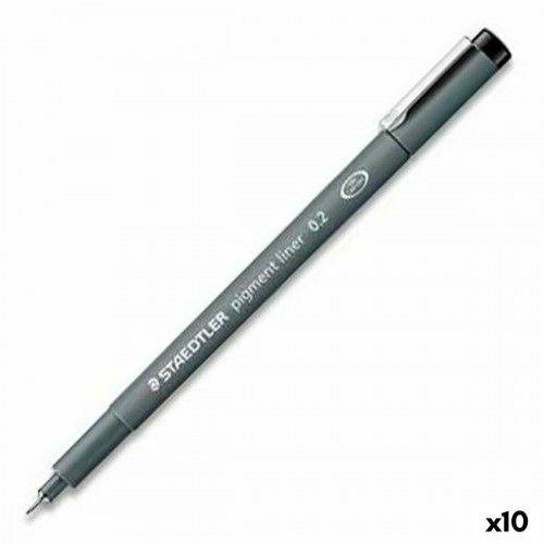 Staedtler Pigment Liner fineliner sort 0,2 mm - 10 stk.