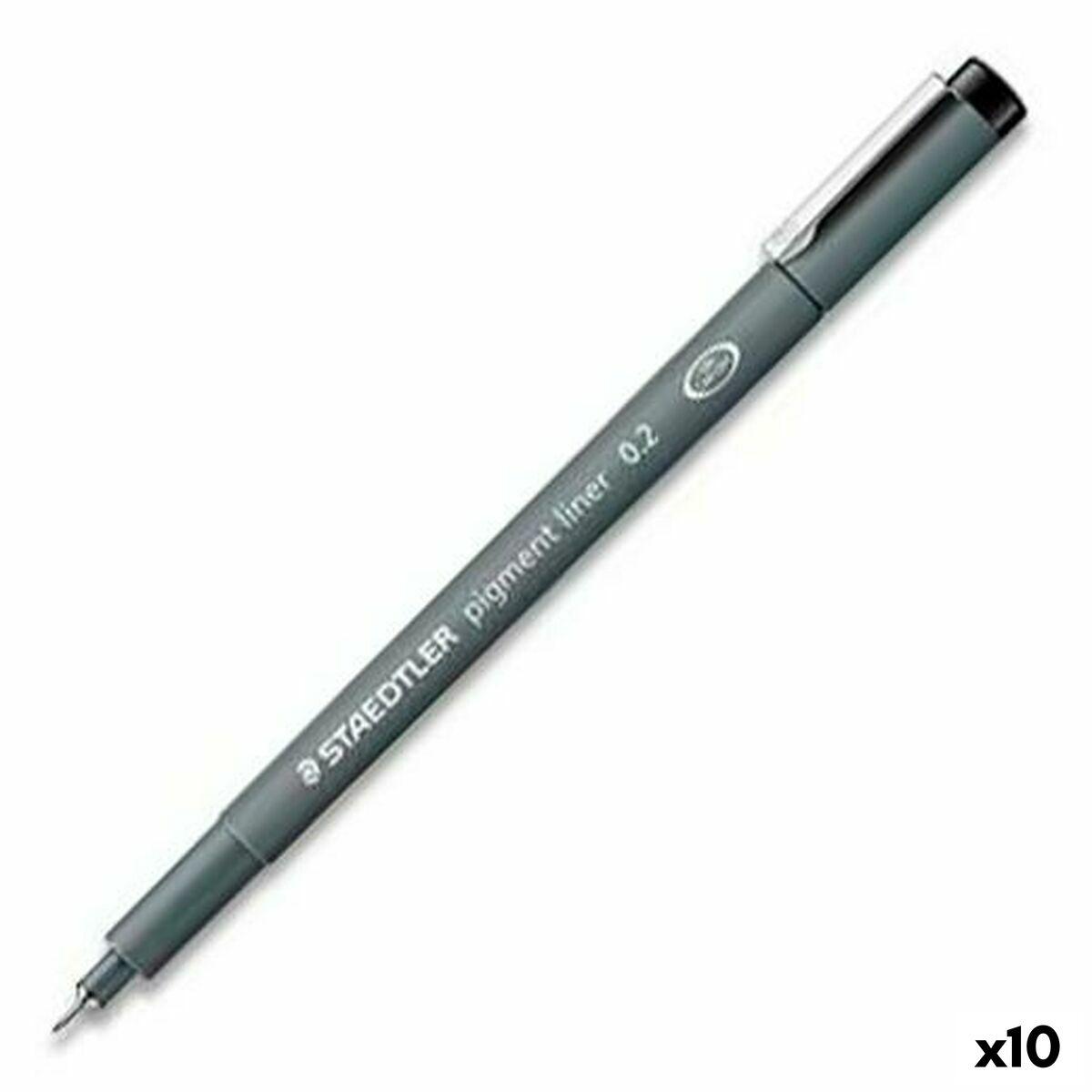 Staedtler Pigment Liner fineliner sort 0,2 mm - 10 stk.