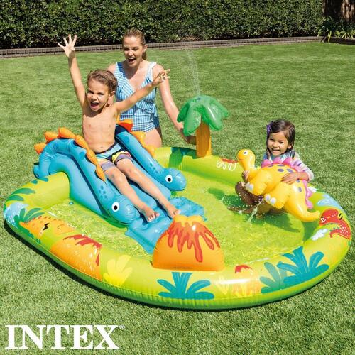 Oppustelig Pool til Børn Intex Legeplads Dinosaurer 191 x 58 x 152 cm (3 enheder)