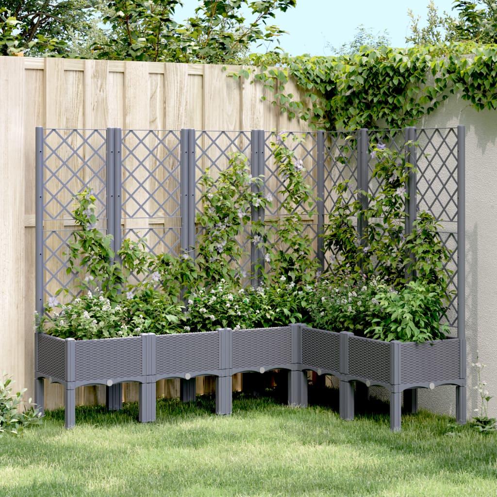 Plantekasse med espalier 160x120x142 cm PP blågrå billede