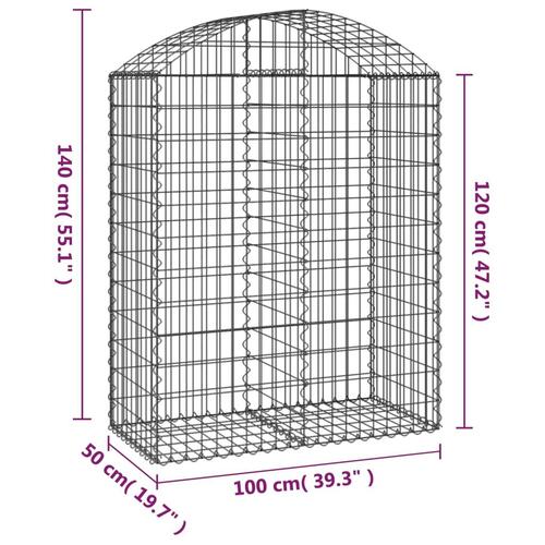 Buet gabionkurv 100x50x120/140 cm galvaniseret jern