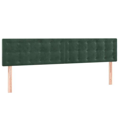 Kontinentalseng med madras og LED-lys 160×200 cm - fløjl, mørkegrøn