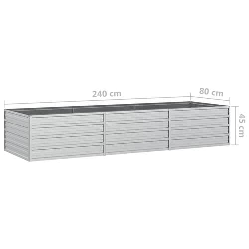 Højbed 240x80x45 cm galvaniseret stål sølvfarvet