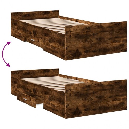 Sengeramme med skuffe 75 x 190 cm - røget eg